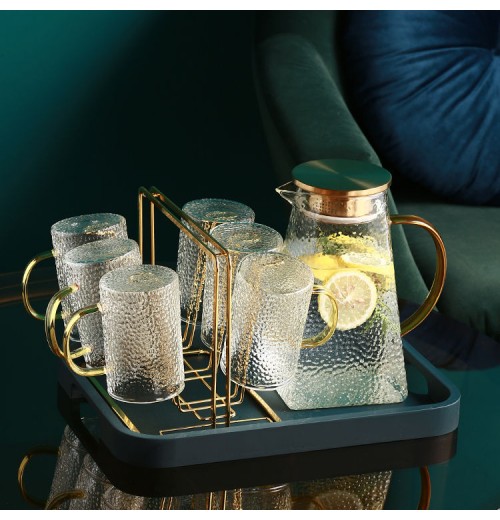 Factory Direct Selling New Design Borosilicate Heat Resistant Glass Pitcher Set Water Kettle Set with 6 Pieces Cups Factory Direct Selling New Design Borosilicate Heat Resistant Glass Pitcher Set Water Kettle Set with 6 Pieces Cups